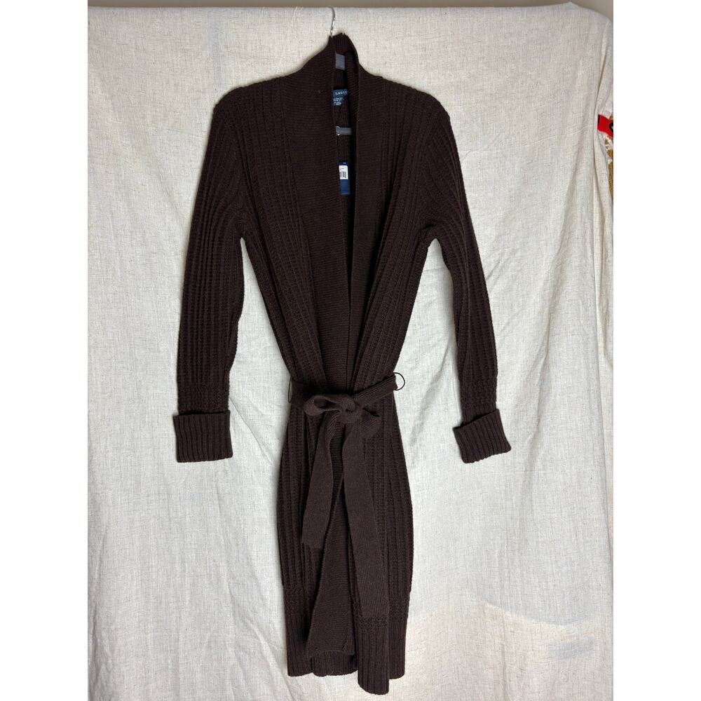 Ralph Lauren Brown Italian Wool + Cashmere Knit Cardigan Coat Sz.M NWT